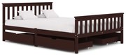 vidaXL Bedframe met 4 lades massief grenenhout donkerbruin 140x200 cm