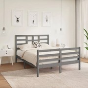 vidaXL Bedframe massief hout grijs 120x190 cm 4FT Small Double