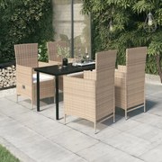 vidaXL 5-delige Tuinset met kussens beige