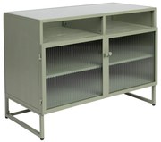 Lichtgroen Dressoir Met Ribbelglas - 80x38x58cm.