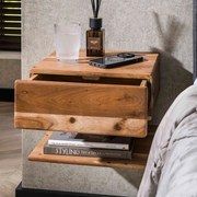 Hangend Nachtkastje Acacia Hout - 35x32x27cm.