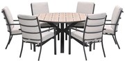 Garden Impressions Senja tuinset 7-delig desert sand - Tulli tuintafel Ø148x75 cm light teak vironwood