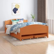 vidaXL Bedframe met 4 lades massief grenenhout honingbruin 140x200 cm