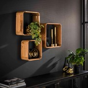 Houten Wandschappen Set Van 3 - 40x15x40cm.