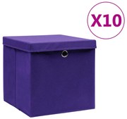 vidaXL Opbergboxen met deksels 10 st 28x28x28 cm paars