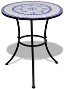 vidaXL Bistrotafel 60 cm mozaïek blauw en wit