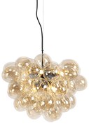 Art Deco hanglamp zwart met Amber glas 8-lichts - Uvas