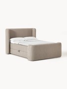 Bouclé boxspring bed Perla met opbergruimte