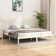 vidaXL Bedframe massief hout wit 180x200 cm 6FT Super King