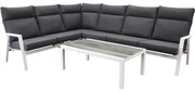 Pacific hoek loungeset 5 delig aluminium wit