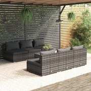 vidaXL 7-delige Loungeset met kussens poly rattan grijs