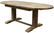 Ovaal uitschuifbare diningtafel 160-210x90xH77 cm teak bladdikte 4 cm (legs 12x12cm)