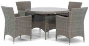 Tuinset Ronde Tuintafel 4 personen 120 cm Wicker Grijs  Garden Collections Dublin/Aberdeen