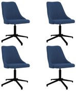 vidaXL Eetkamerstoelen draaibaar 4 st stof blauw