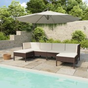 vidaXL 6-delige Loungeset met kussens poly rattan bruin