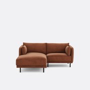 Compacte hoekbank links, stof met structuur Victor