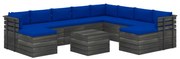 vidaXL 11-delige Loungeset pallet met kussens massief grenenhout