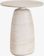 Ronde Bijzettafel In Travertin-look Cement Grebik Ø50 Cm - Sklum