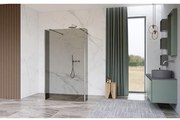 Fortifura Galeria Vrijstaande Inloopdouche - 110x200cm - Rookglas - antikalk - 8mm veiligheidsglas - wandsteunen - Chroom SW927766 2x/SW915252