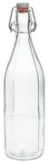 Beugelfles, facet, glas, porseleinen dop, 1 liter