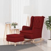 vidaXL Fauteuil met schommelpoten en voetenbank stof wijnrood