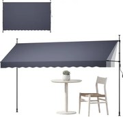 VEVOR Klemzonnescherm 400 cm, in hoogte verstelbaar zonnescherm met handslinger, terraszonnescherm met UPF 80+ zonbescherming, zonnescherm, balkonzonnescherm, ideaal voor terras, balkon en tuin, donkergrijs