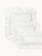 Gewassen katoenen perkal kussensloop Louane met ruches