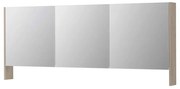INK SPK3 Spiegelkast - 180x14x74cm - 3 deuren - dubbelzijdige Spiegel - open planchet - schakelaar en stopcontact - MFC Ivoor eiken 1110430