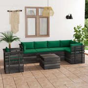 vidaXL 7-delige Loungeset met kussens pallet massief grenenhout