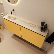 Mondiaz Ture DLux toiletmeubel 120cm ocher met wastafel frappe links zonder kraangat