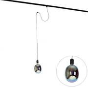 Hanglamp met rail ophanging zwart incl. LED G170 - Cavalux Industriele / Industrie / Industrial Minimalistisch E27 Binnenverlichting Lamp