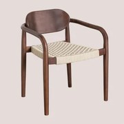 Eetkamerstoel Met Armleuningen In Vintage Naele Hout Donker Hout - Beige – Crème - Sklum