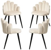 Set van 4 Hand stoelen met zwarte fluwelen poten