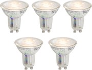 Set van 5 GU10 50 dimbare LED lampen 3.9W 450 lm 2700K longlife