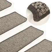 vidaXL Trapmatten zelfklevend 15 st sisal-look 65x25 cm grijs en beige