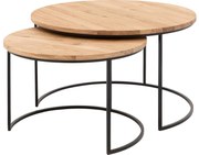 Goossens Salontafel Iras rond, hout eiken blank, modern design, 75 x 45 x 75 cm