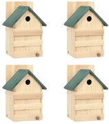 vidaXL Vogelhuisjes 4 st 23x19x33 cm vurenhout