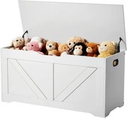 VEVOR Kinderbank met opbergruimte, houten speelgoedkist, opbergbank met veiligheidsscharnier, opbergkist voor speelkamer, woonkamer, hal, 990 x 395 x 480 mm, speelgoedkist, wit