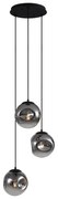 Art deco hanglamp zwart met smoke glas 3-lichts - Douglass