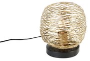 Design tafellamp goud met zwart 20 cm - Sarella Design E27 rond Binnenverlichting Lamp