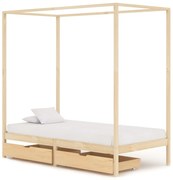 vidaXL Hemelbedframe met 2 lades massief grenenhout 90x200 cm