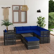 vidaXL 8-delige Loungeset met kussens pallet massief grenenhout