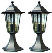 vidaXL Tuinlampen 2 st aluminium donkergroen/zwart