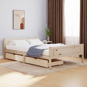 vidaXL Bedframe met 2 lades massief grenenhout 140x200 cm