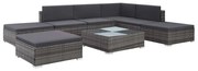 vidaXL 8-delige Loungeset met kussens poly rattan grijs