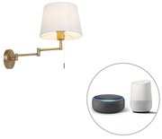 Stoffen Smart wandlamp met dimmer brons met witte kap incl. Wifi A60 - Ladas Deluxe Modern E27 rond Binnenverlichting Lamp