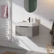 Saqu Lima voorgemonteerd badmeubel met mat zwarte greep incl. wastafel 60x46cm beton grijs