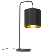 Moderne tafellamp zwart met gouden binnenkant - Lofty