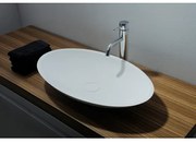 Ideavit Solidjazz opbouw wastafel 60x35x9cm ovaal 0 kraangaten 1 wasbak Solid surface wit 278599