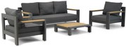 Stoel en Bank Loungeset 5 personen Aluminium/Aluminium/teak Grijs Lifestyle Garden Furniture Milano